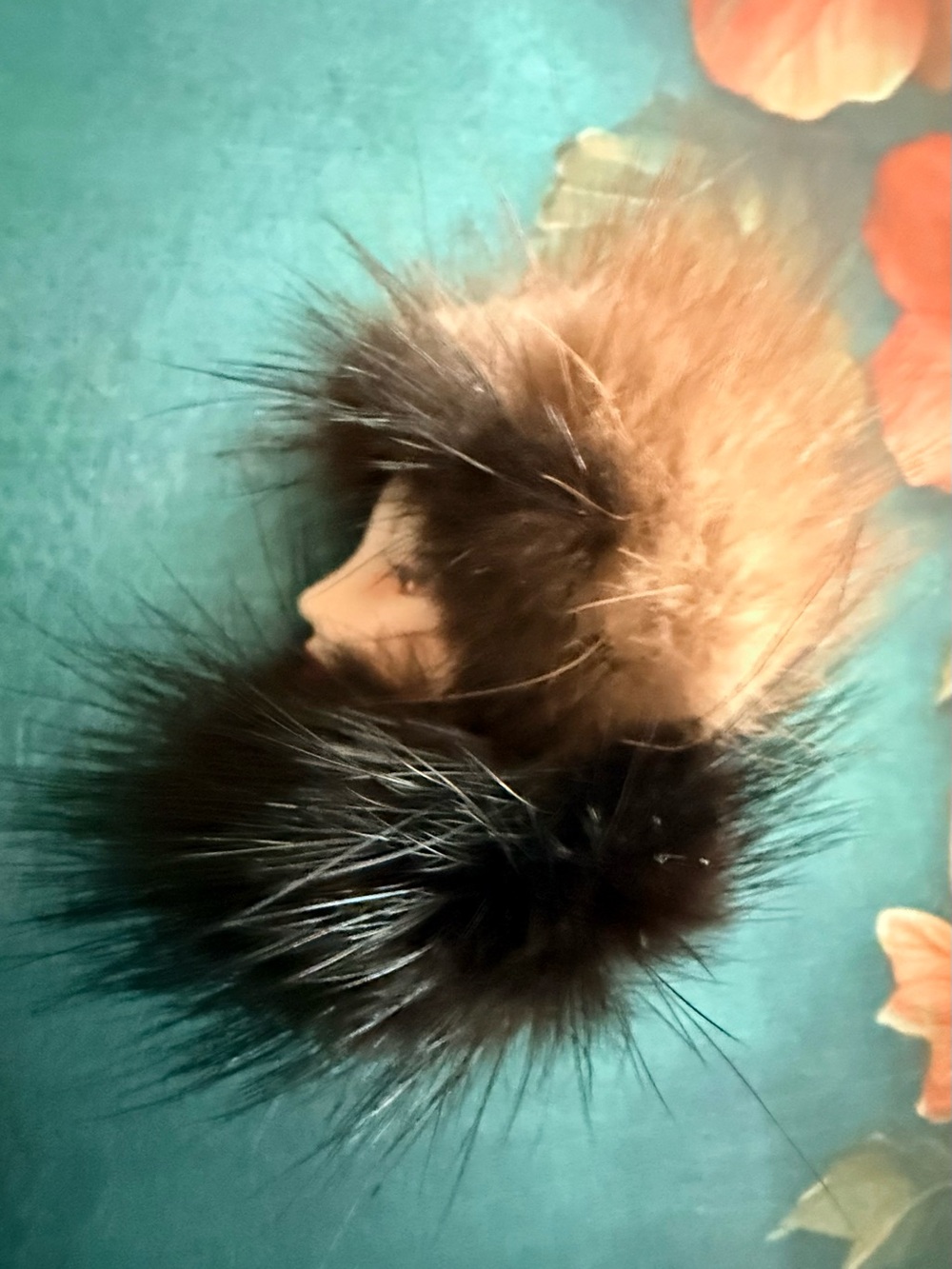 Faux Fur Lady Brooch. Excellent Condition.